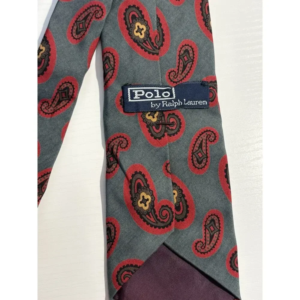 Vintage Polo Ralph Lauren Neiman Marcus Italian Silk Neck Tie (2) Handmade USA